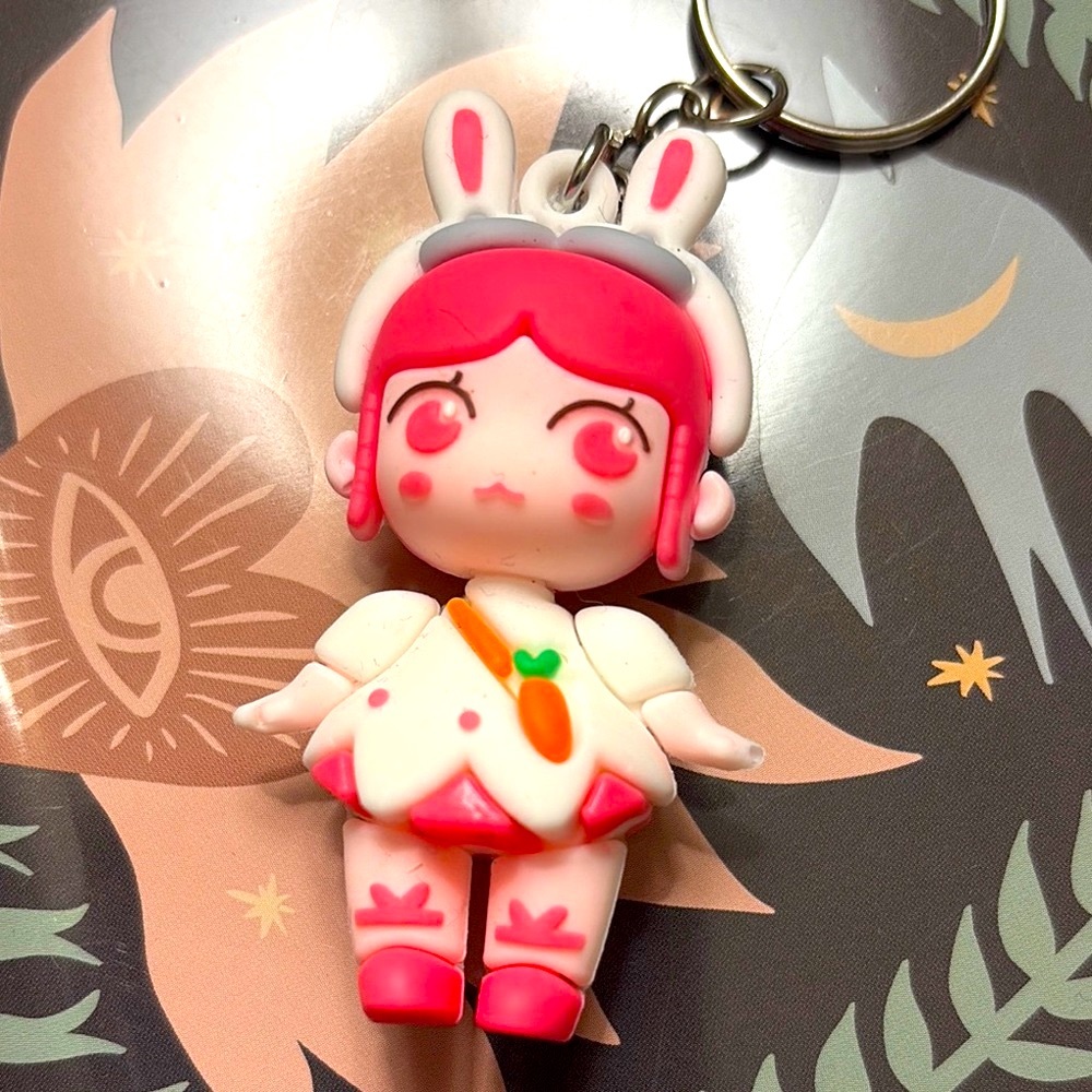 Cute Bunny Keychain with Pink Accents